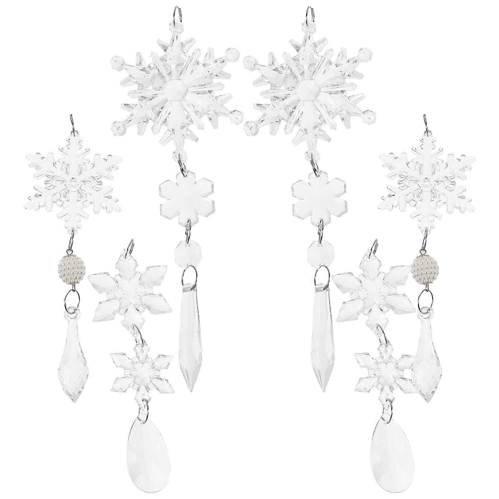 Christmas Hanging Snowflake Acrylic Snowflake Pendant for Decoration 6Pcs