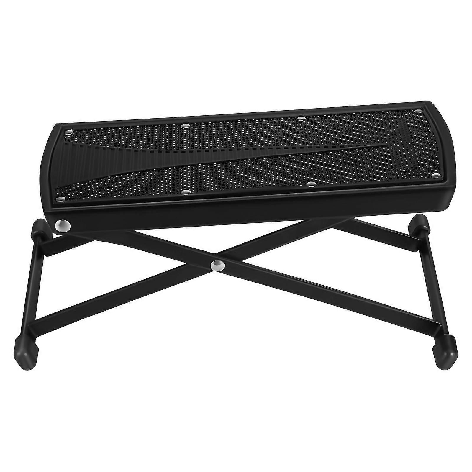 Guitar Footrest Stand Stable Support Nonslip Surface Multi-Level Adjustable Setting Black 29.00X13.70X1.00CM 1Pack