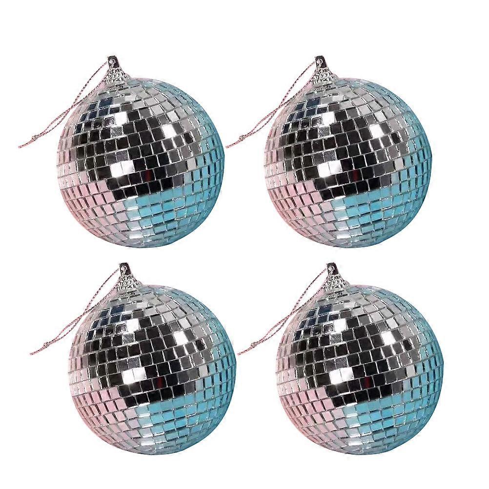 Decorative 4Pcs Reflective Glass Balls For Birthday Cake Toppers 8cm Adorable Round Design For Any Occasion
