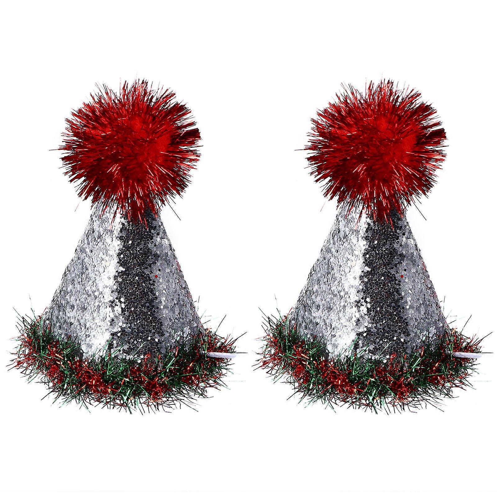 2Pcs Adorable Pet Christmas Party Hats Ideal For Pet Owners Sharing Christmas Events With Soft Polyester Material