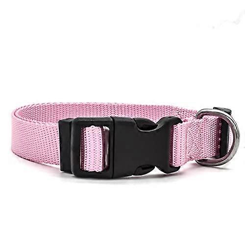Dog Collar Nylon Adjustable Durable Solid Multi Color Pink M Small Medium Large