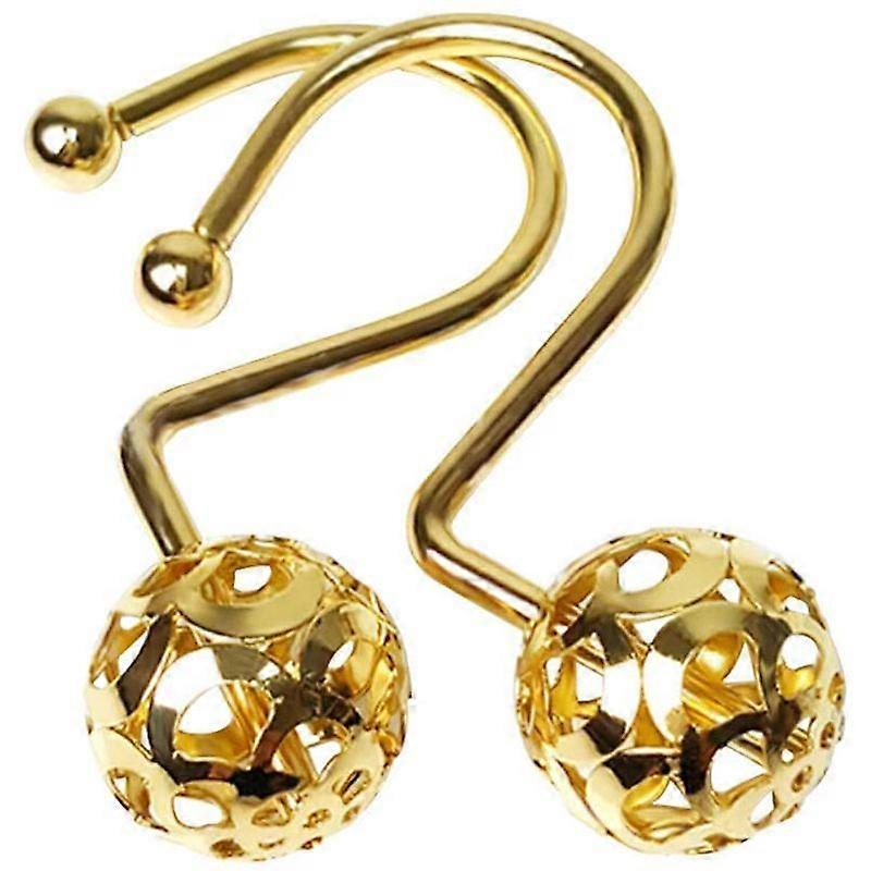 Gold Shower Curtain Hooks Rings,Set of 12 Decorative Shower Curtain Hooks,Metal Rustproof Shower Ri