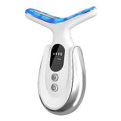 Multifunctional Neck & Face Massager - 7 in 1 Device with Heat & Vibration for Complete Skin Care(White)