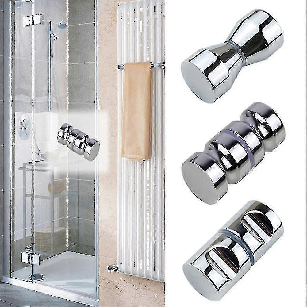 Rustfrit stål Back-to-back Glas dørknap Puller Push Badeværelse Bruser Håndtag