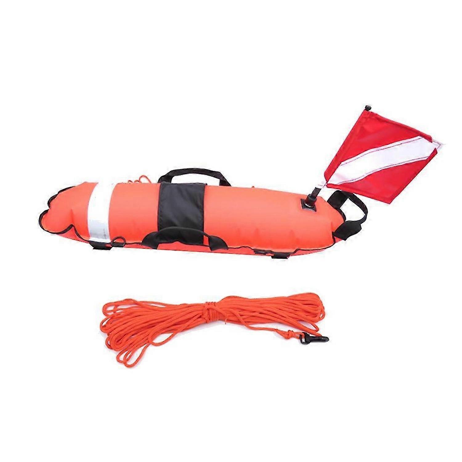 Inflation Float with Flag &Rope,for Freediving ,Red