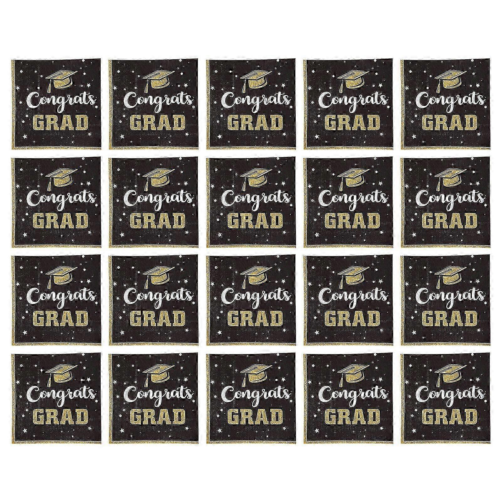 20 Sheets/Set 2025 Congrats Grad Napkin Thick Square Disposable College High School Graduation Party Decoration Bachelor Hat Dinner Paper Napkin