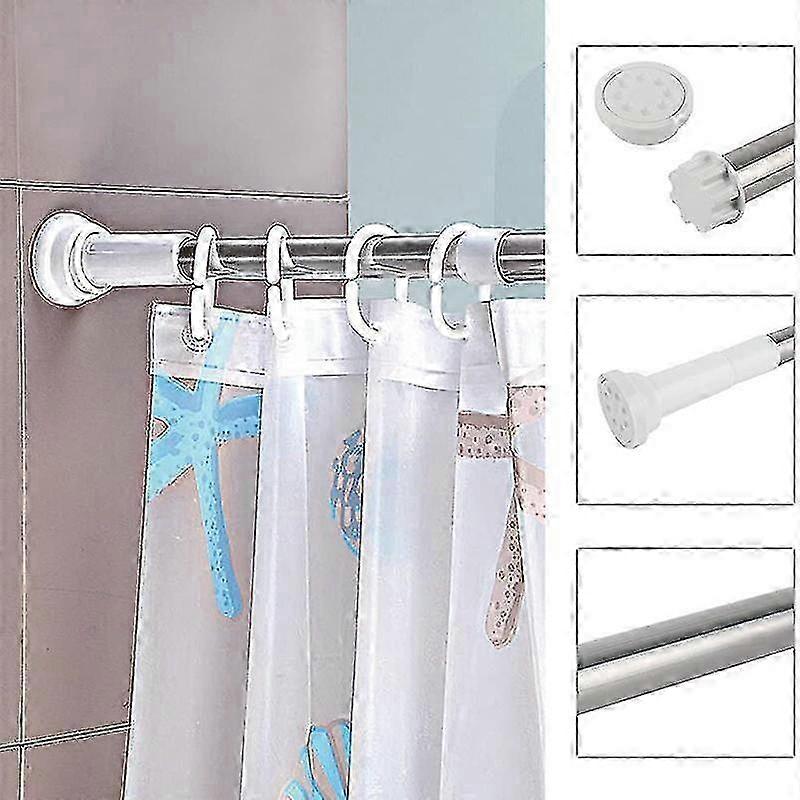 2025 Kinlo Shower Curtain Rod 50-80cm Rotating Adjustable Shower Rod Also As A Clothes Rod / Tension Rod With A Secure Hold Without Drilling In The Cl