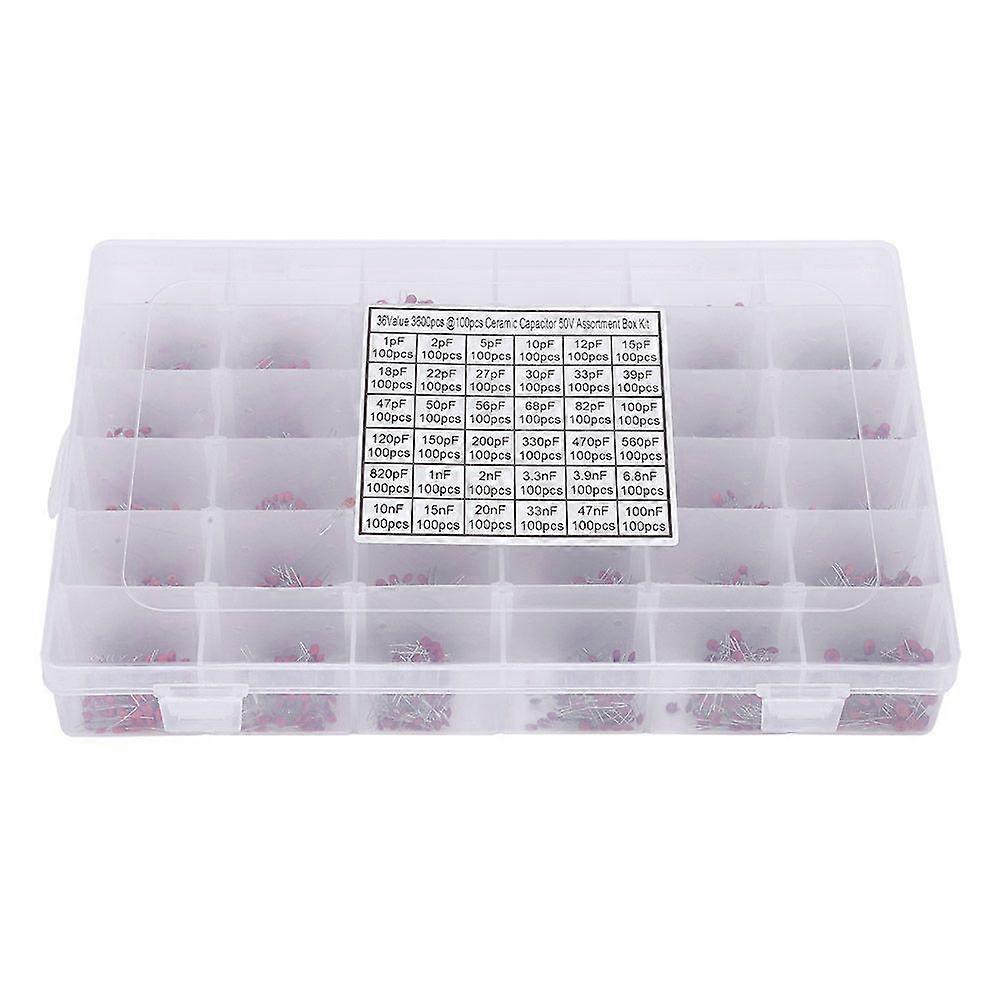 3600Pcs Ceramic Capacitor 36 Specification InLine 1pF100nF 50V Classification Box Kit