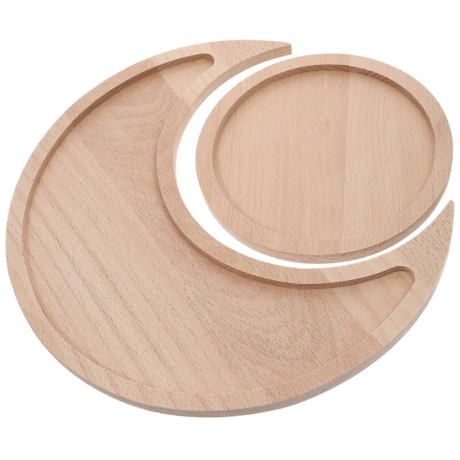 Versatile Storage Tray Wooden Moon and Display for 6Pcs