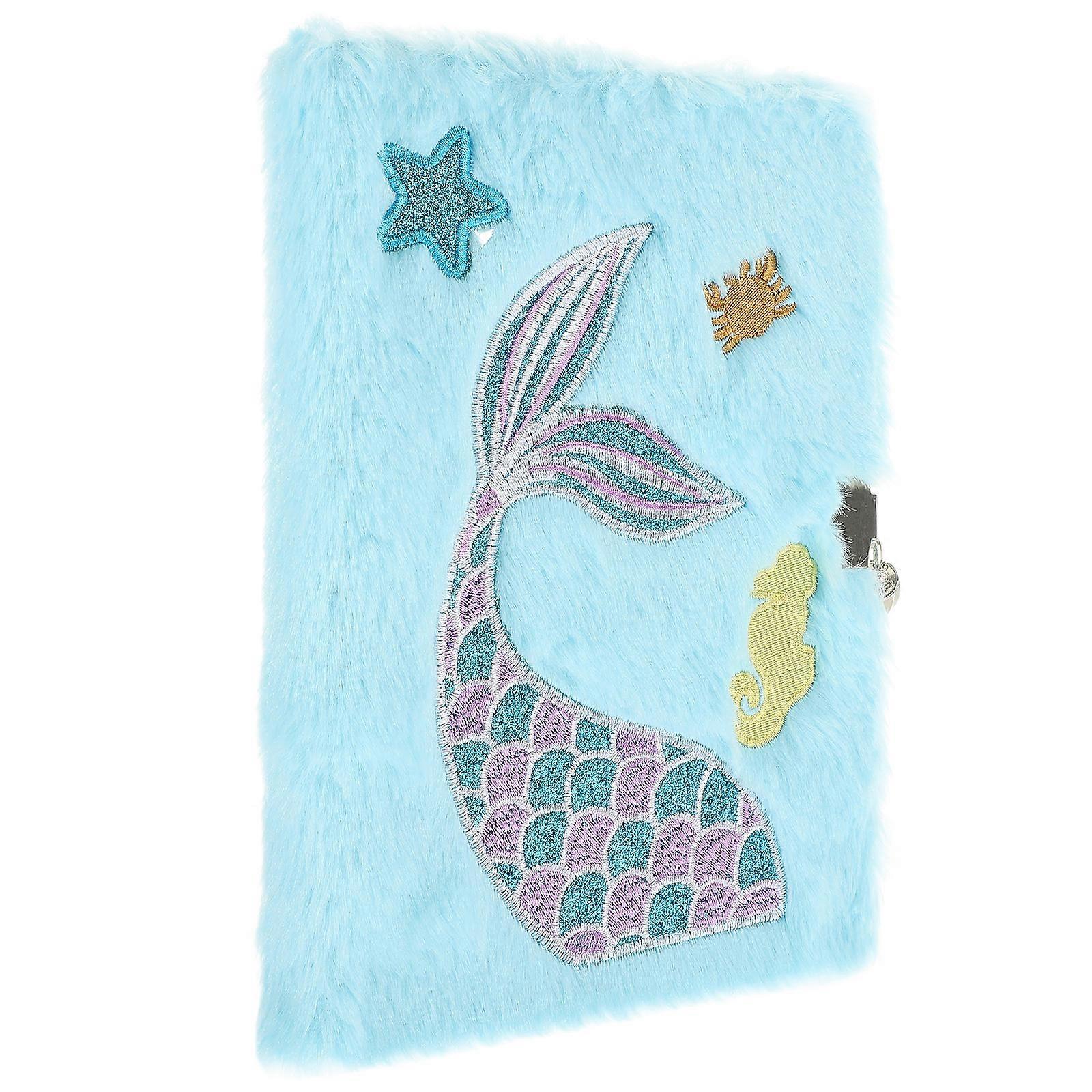 Cartoon Notebook Plush Cover Note Book for Daily Use 4Pcs Sky-Blue Notepad Set