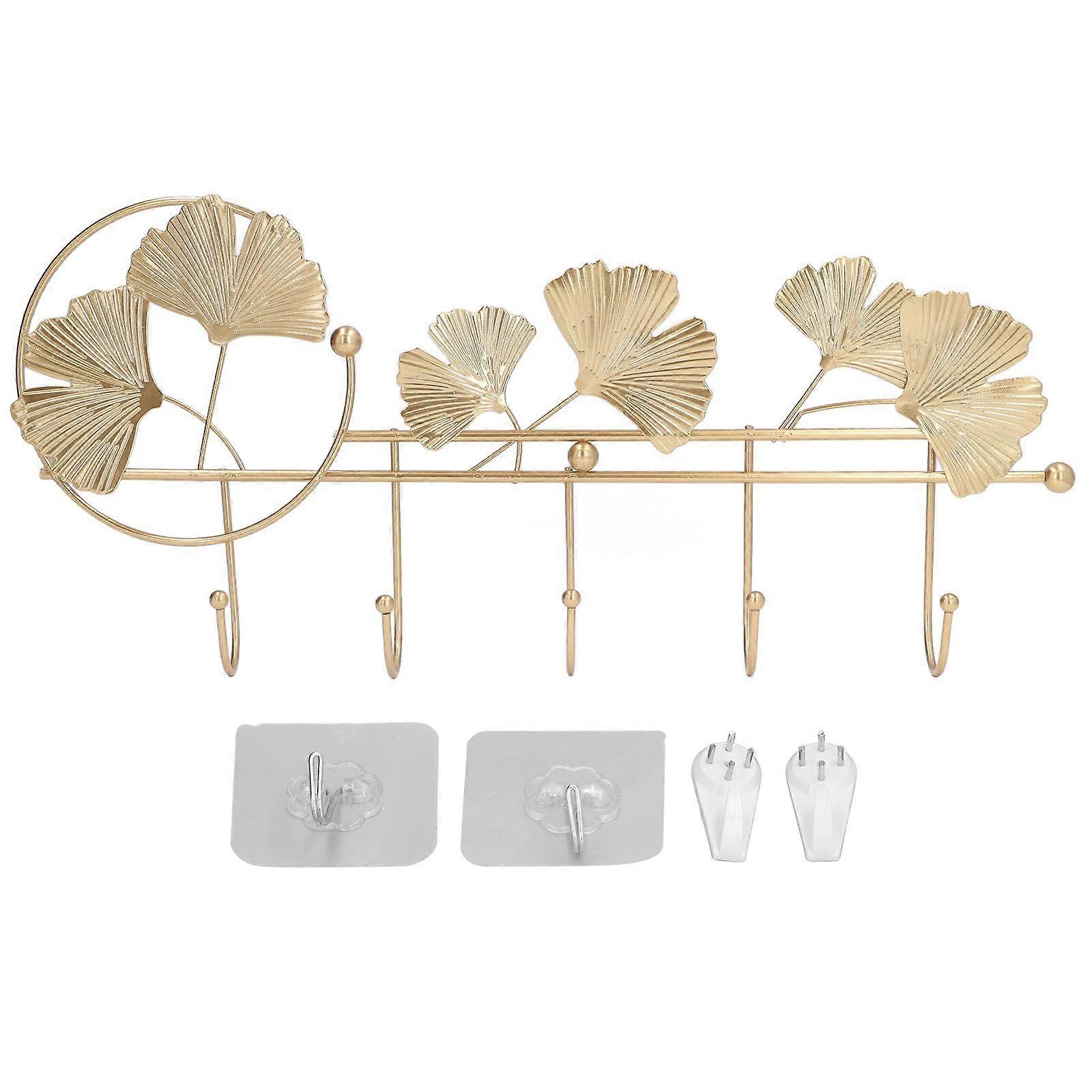 Wall Coat Rack Ginkgo Leaf Design Simple Elegant Style Wide Application Wall Mounted Coat Rack for Clothes Hat Keys