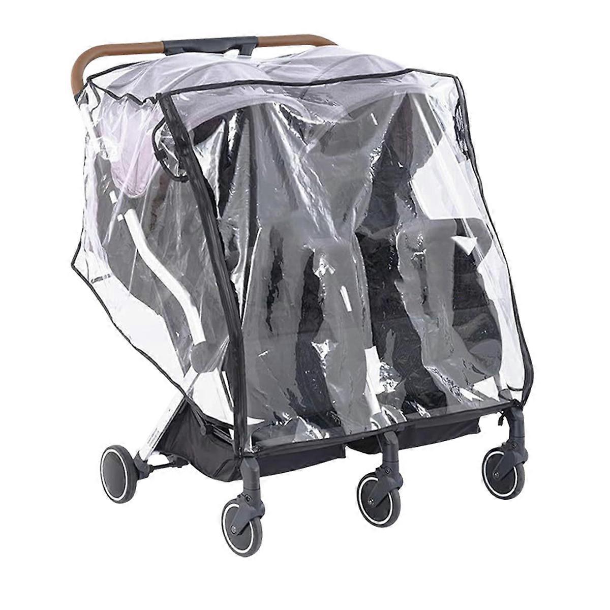 Double Stroller Rain Cover, Weather Shield Double Stroller for Side By Side Seats Twin Stroller, Bab