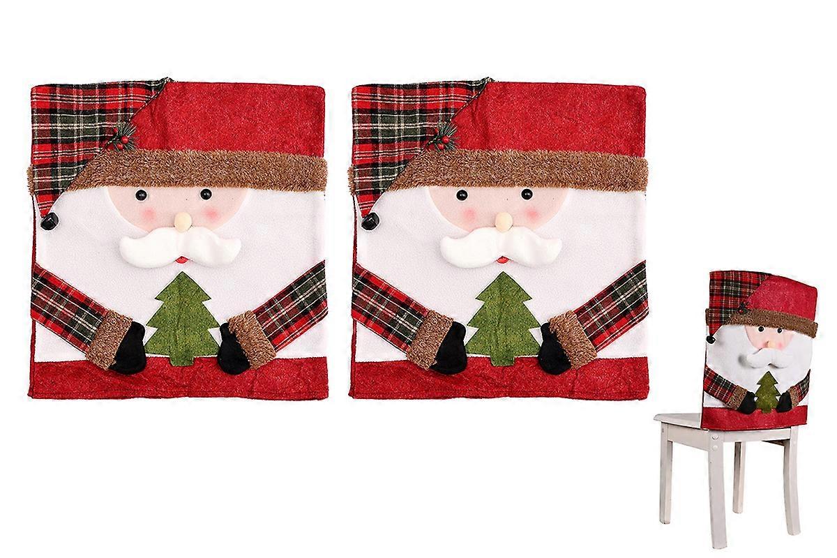 2Pcs Christmas Chair Covers with Santa Hat for Holiday Dinner Party -Elder