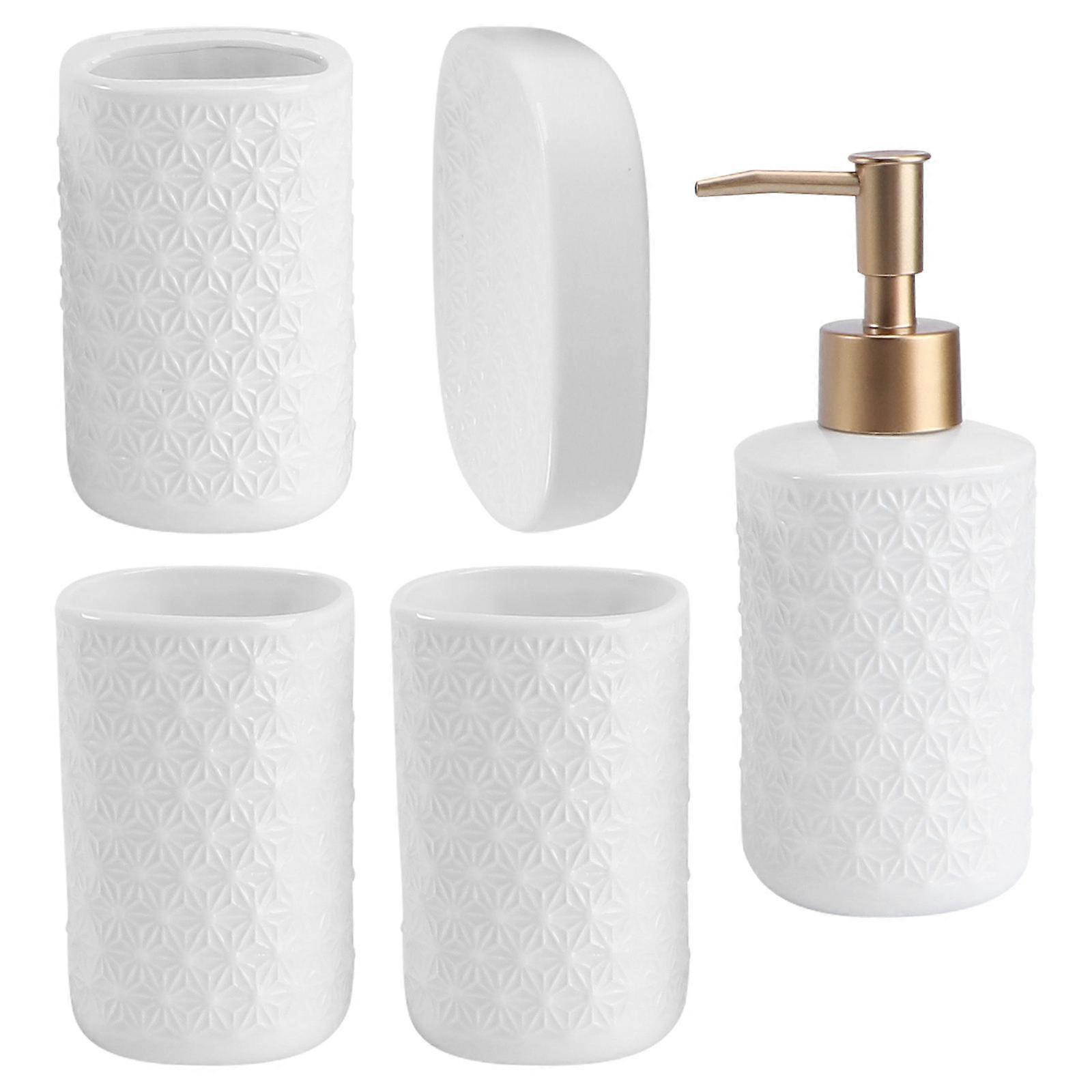 Washing Set Ceramic Soap Tray for Storage Use 1Set White