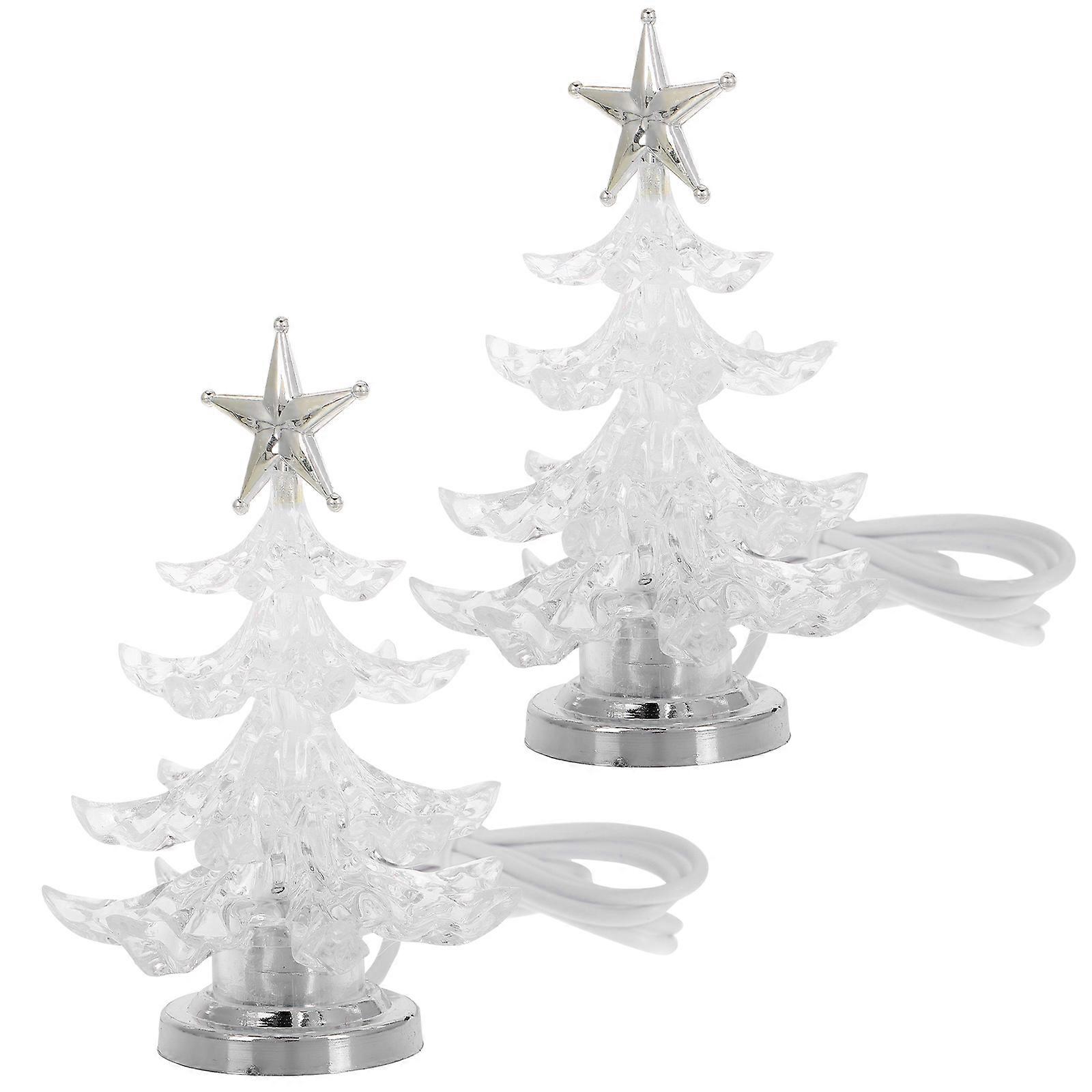 Silver Christmas Tree Shape Table Lamp for Lighting 8Pcs Bedroom Decor