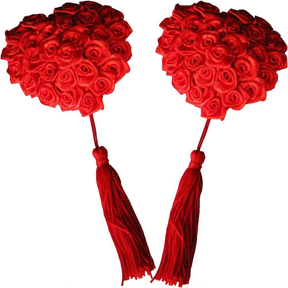 Rose Heart Pasties Breast Covers for Women Use 1Pair Tassel Bra Covers