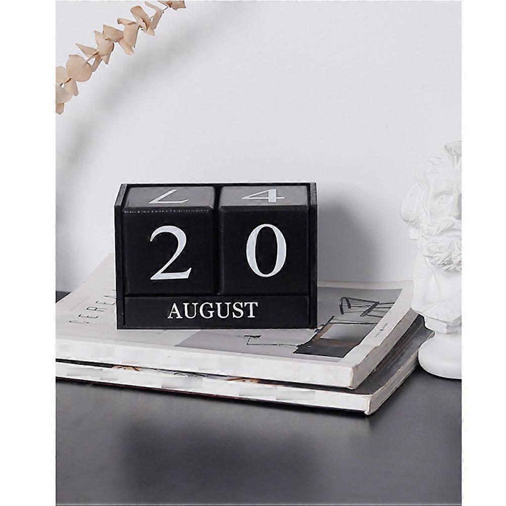 Manual Calendar Wooden Desktop Calendar for Table Decoration Black