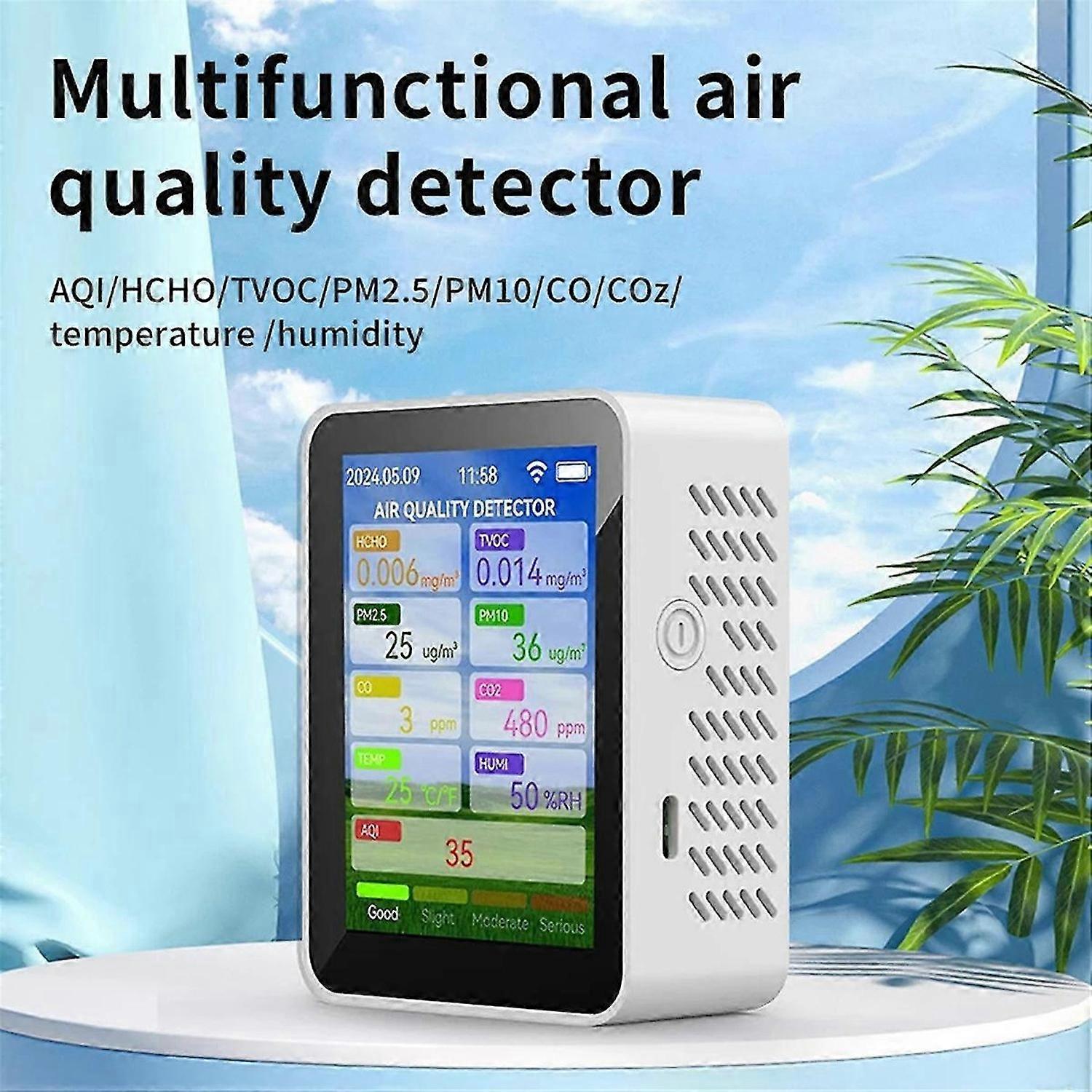 Tuya WiFi Luftqualitätsmessgerät HCHO TVOC Kohlenmonoxid CO2 PM2.5/10 Tester Tragbare Temperatur Feucht