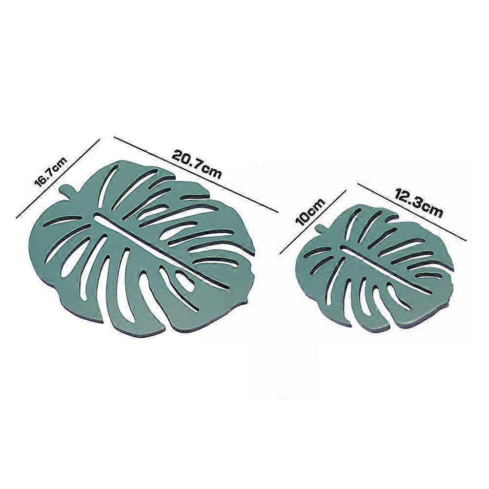 Green Hollow Placemat for Kitchen Use 3Pcs Turtle Leaf Table Mat