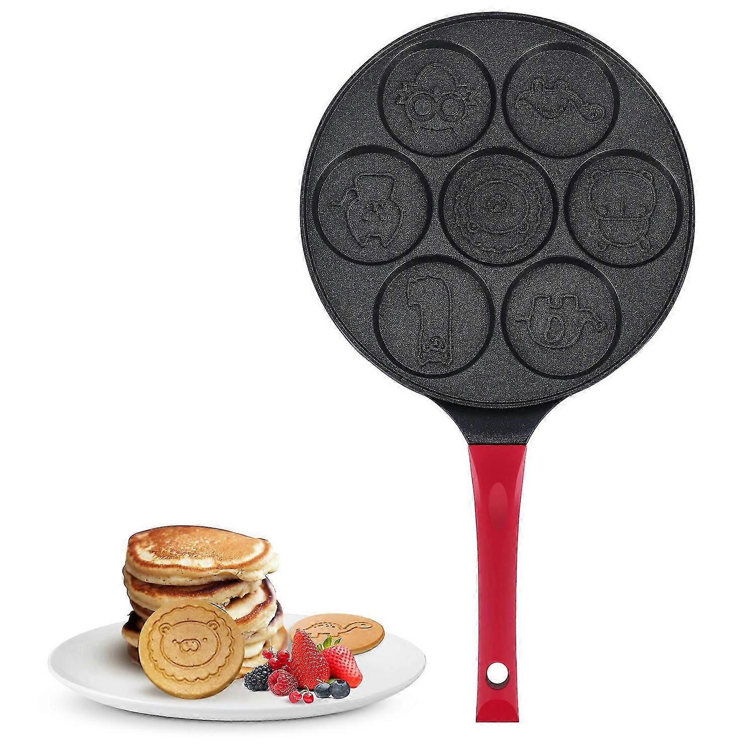 Pancake Maker - Non-Stick Pancake Pan Griddle Grill Pan Mini Crepe Maker 7-Mold Pancakes with Silico