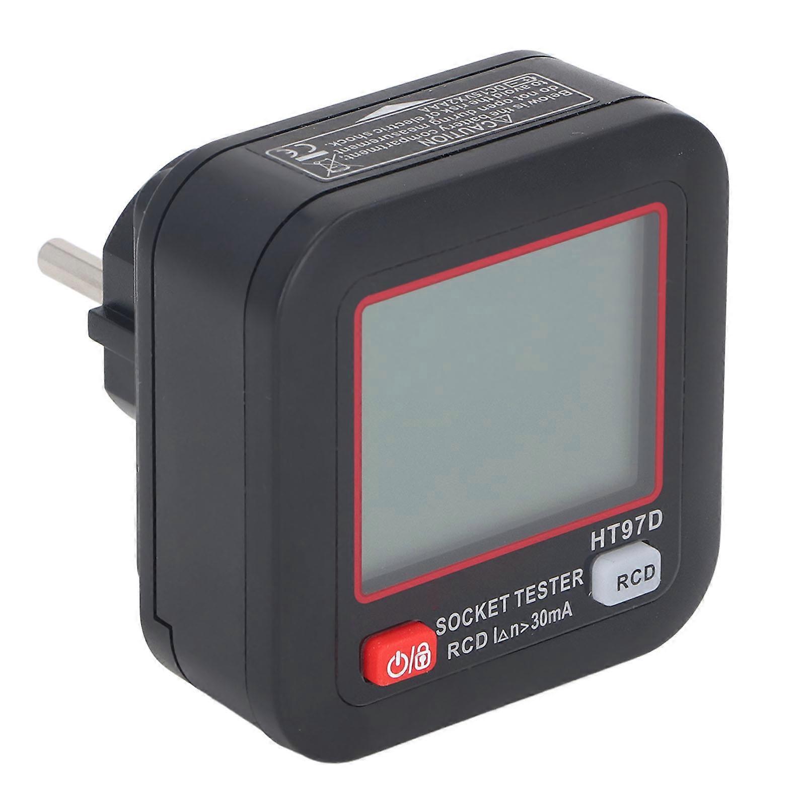 Socket Tester with LCD Display for Polarity Phase Check and RCD Trip Test Electrical Receptacle Detector 45-65Hz Frequency