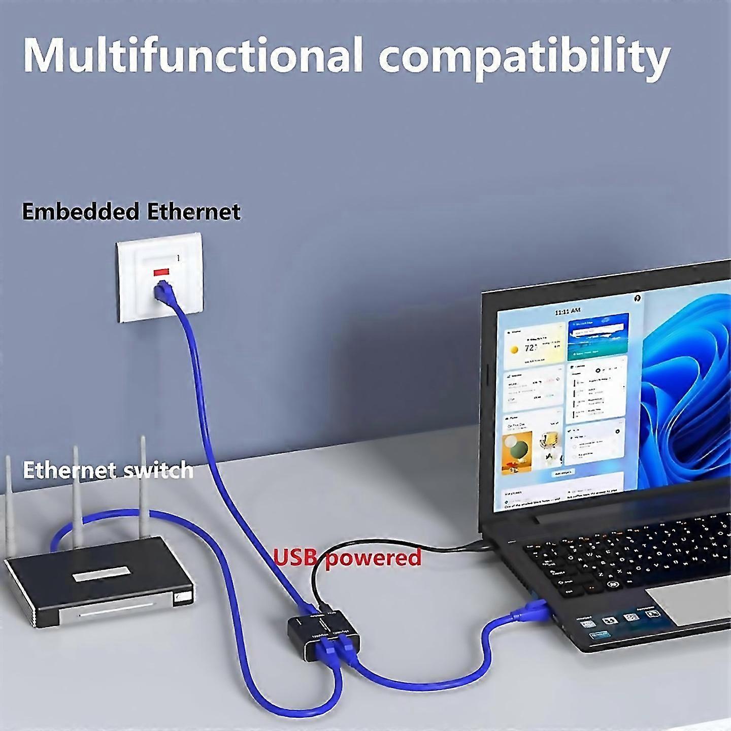 Für RJ45 Splitter Connector Adapter Gigabit Network Splitter 1 bis