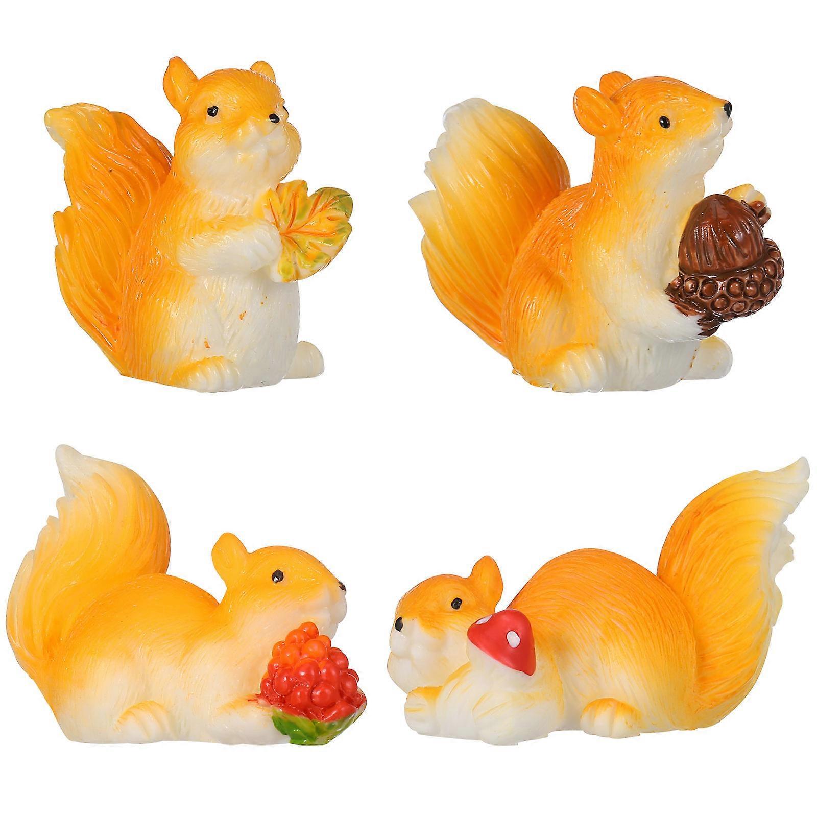 Miniature Squirrel Figurines Resin Craft for Decoration Use 8Pcs Set