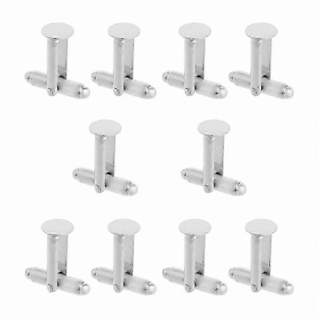 Classic Silver-Tone Cufflink Blanks for Men - 10 Pack Flat Piercing Design Backs Accessory Set