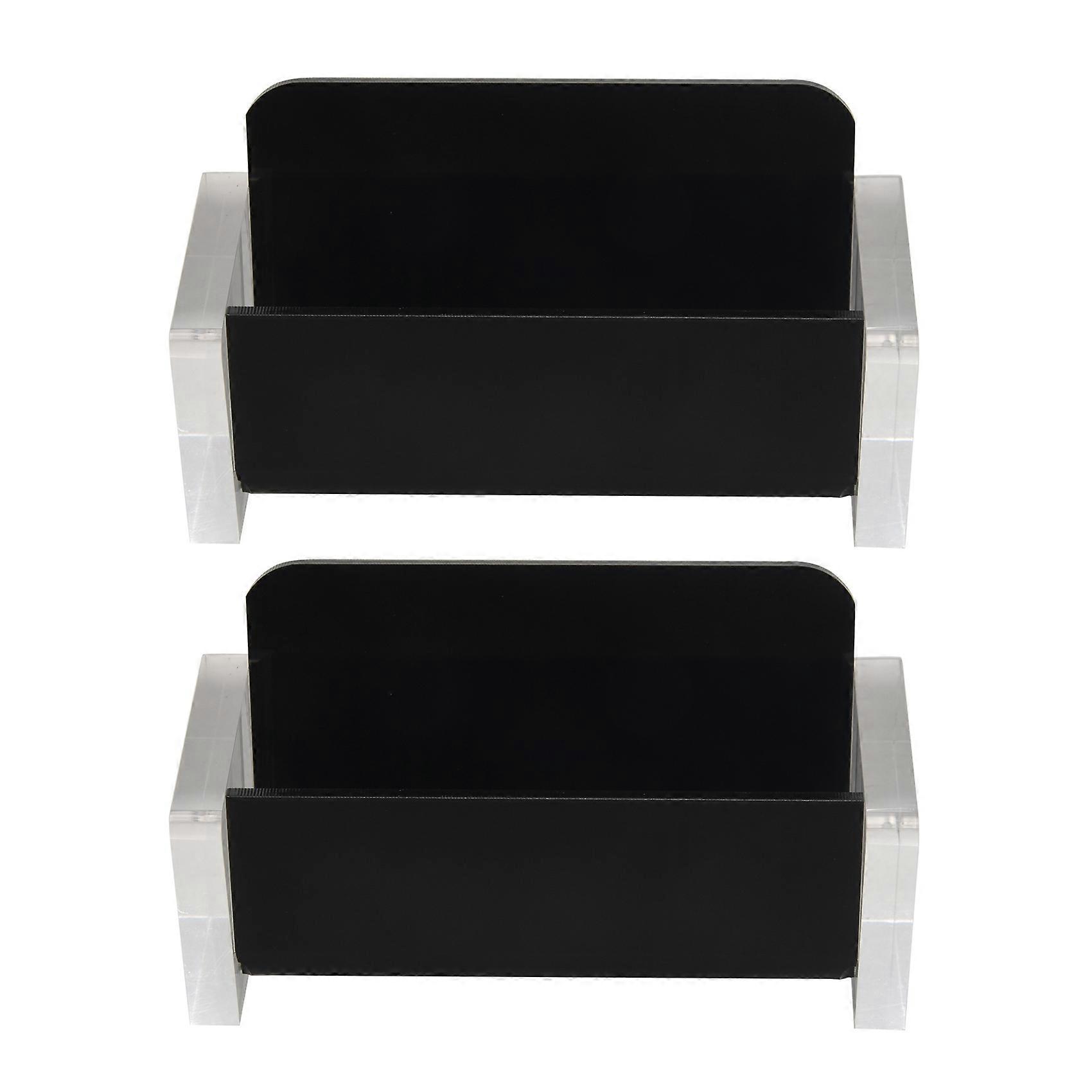 2X Acrylic Desktop Business Card Holder Display for Desk Elegant Business Card Stand for Office Blac
