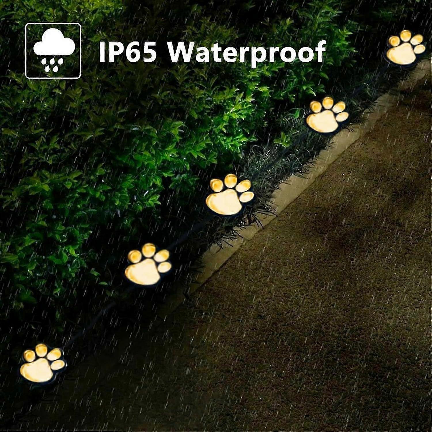 Solar-Powered Paw Print Garden Lights - Set of 4 for Pet Memorials in Warm White