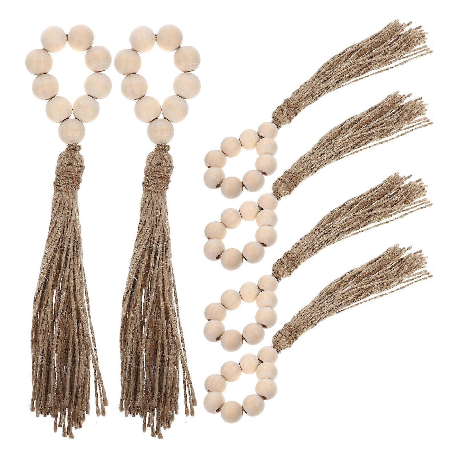 Beige Wooden Napkin Holders for Table Decor 24Pcs with Beads