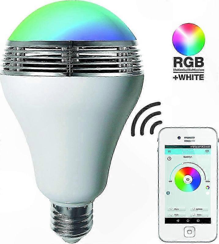 Smart RGB LED Bulb with Integrated Speaker, E27 Base, 12W, White, Energy Efficient A+ Replacement