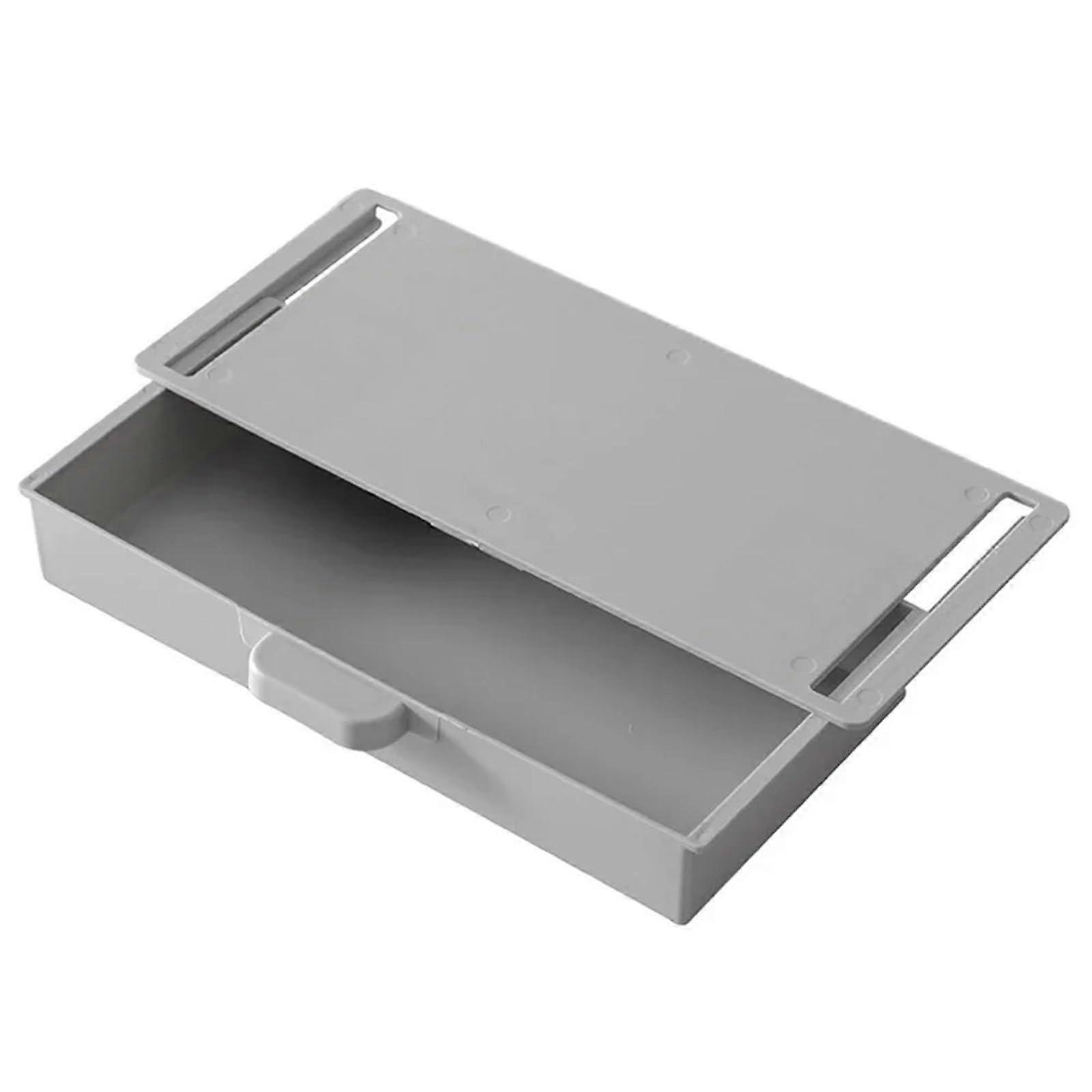 Under Desk Drawer SelfAdhesive Storage Box Grey, SpaceSaving Drawer Divider For Makeup, Stationery Pens