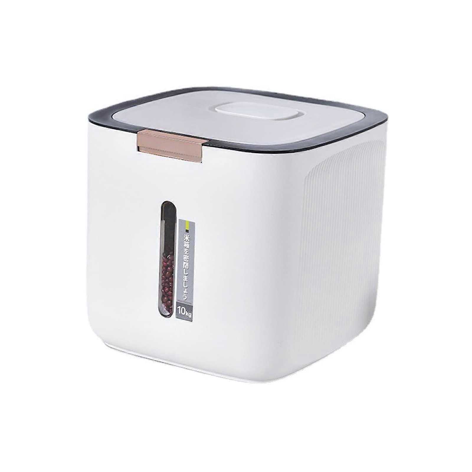 Rice Dispenser Food Storage Container 10L Automatic Rice Bucket for Cereal Grain Flour Beans Pet Food Organizer