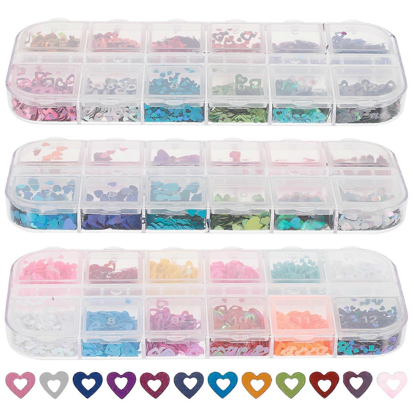 Nail Sequins Flakes for Decor Valentine's Day Confetti 3 Boxes Kit