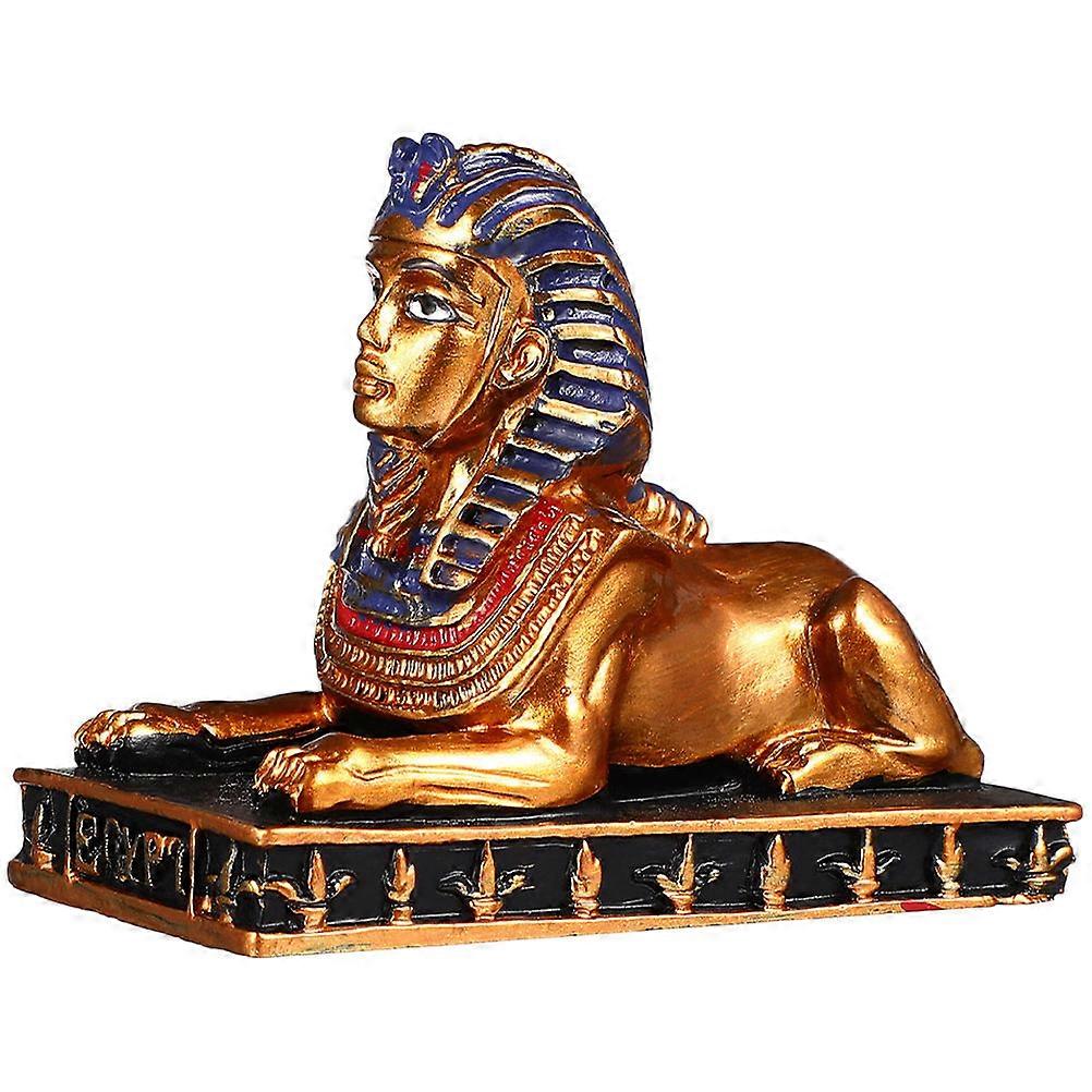 Sphinx Decoration Desktop Animal Statue Resin Sphinx Statue Golden Ornament Office Use Sphinx Shape 1Pcs