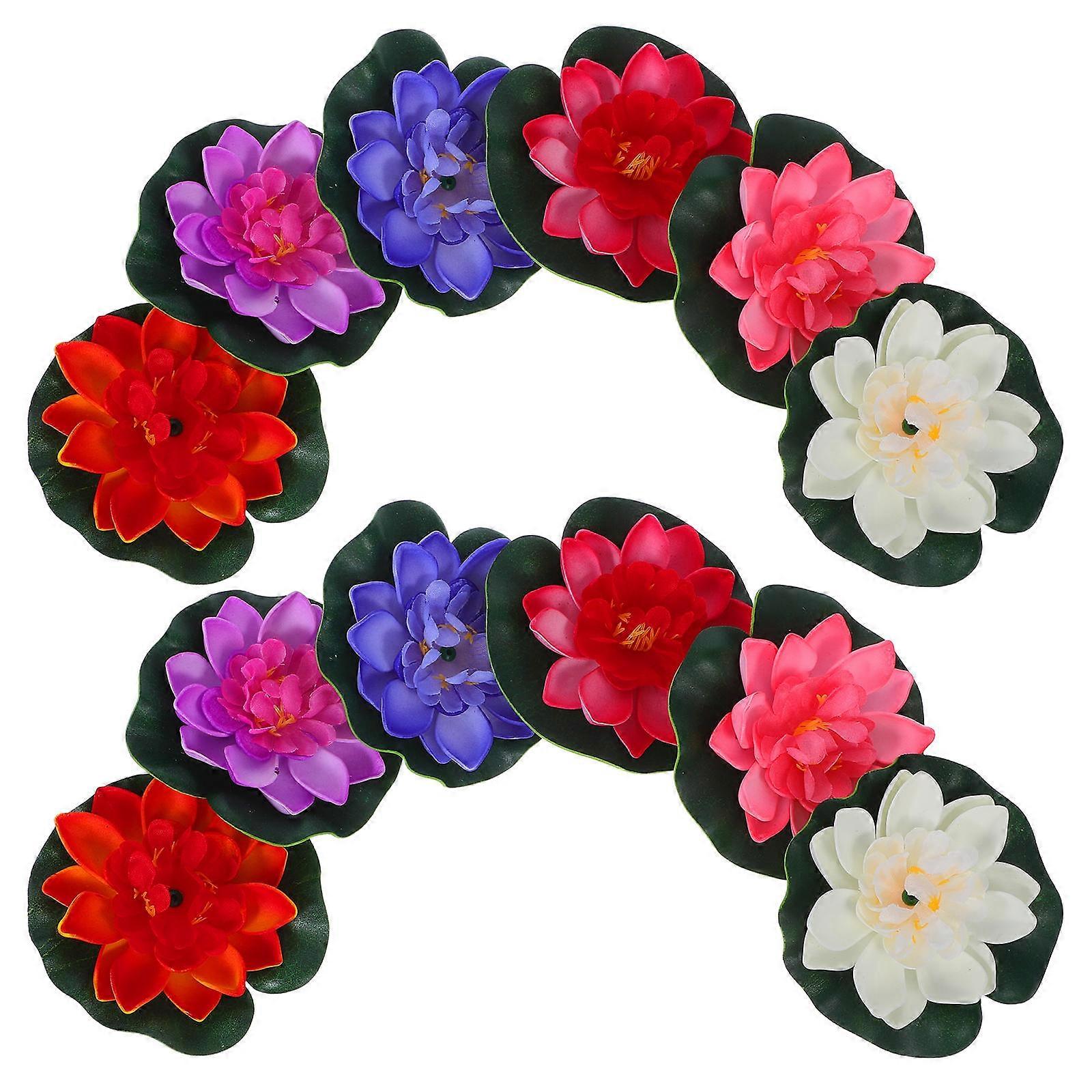 Lifelike Water Lilies 12Pcs Floating Decorations With Lily Pads For Pond And Aquarium Use Natural Style Easy Installation