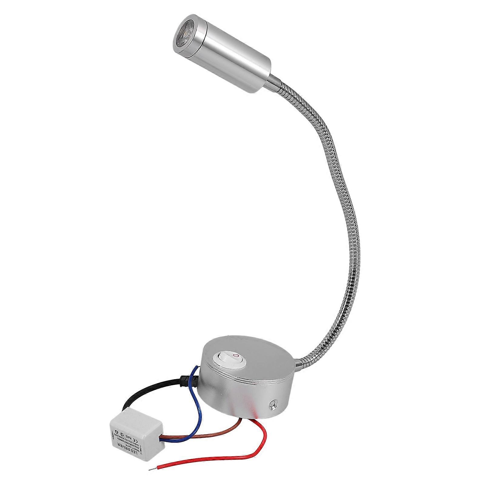 LED Reading Light Flexible Arm Wall Lamp for Bedside 2Pcs Silver Warm White