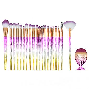 Veeki Mermaid Makeup Brushes, 21PCs Professional Makeup Brush Set Foundation Face Powder Eyeshadow Blending Blush Brush Color Cosmetic tool (style7)