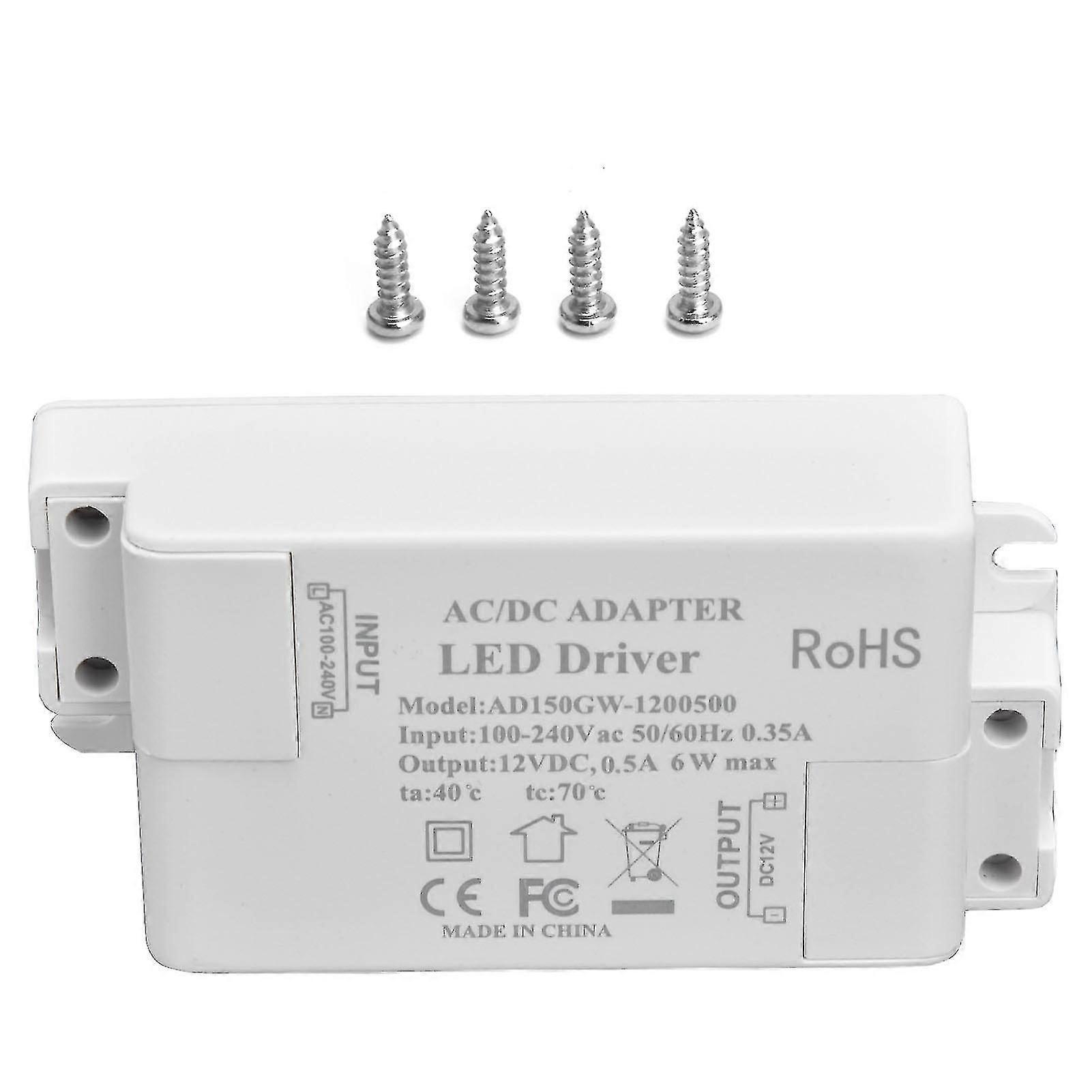 LED Driver Input AC100240V 0.35A Output DC12V 0.5A 6W LED Transformer for Bathroom