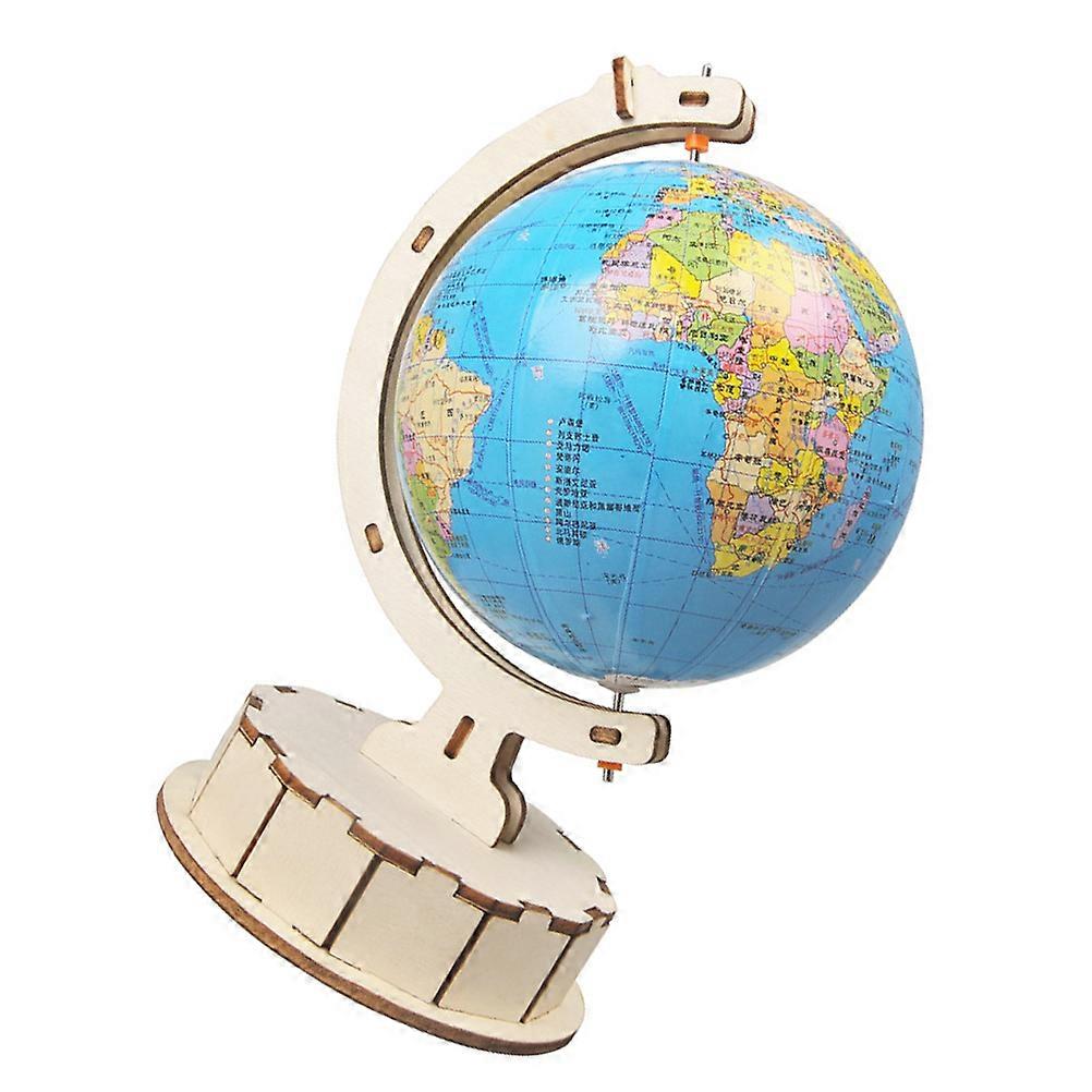 Learning DIY Earth Globe Wooden Model for School Use 4Pcs Kit