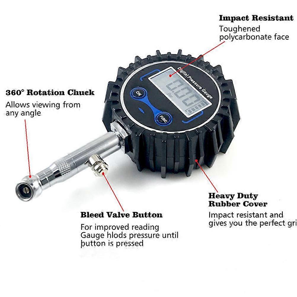 Accurate Tire Pressure Gauge Digital Monitor Black 1Pc Measurement Device For Vehicle Tires Compact Design
