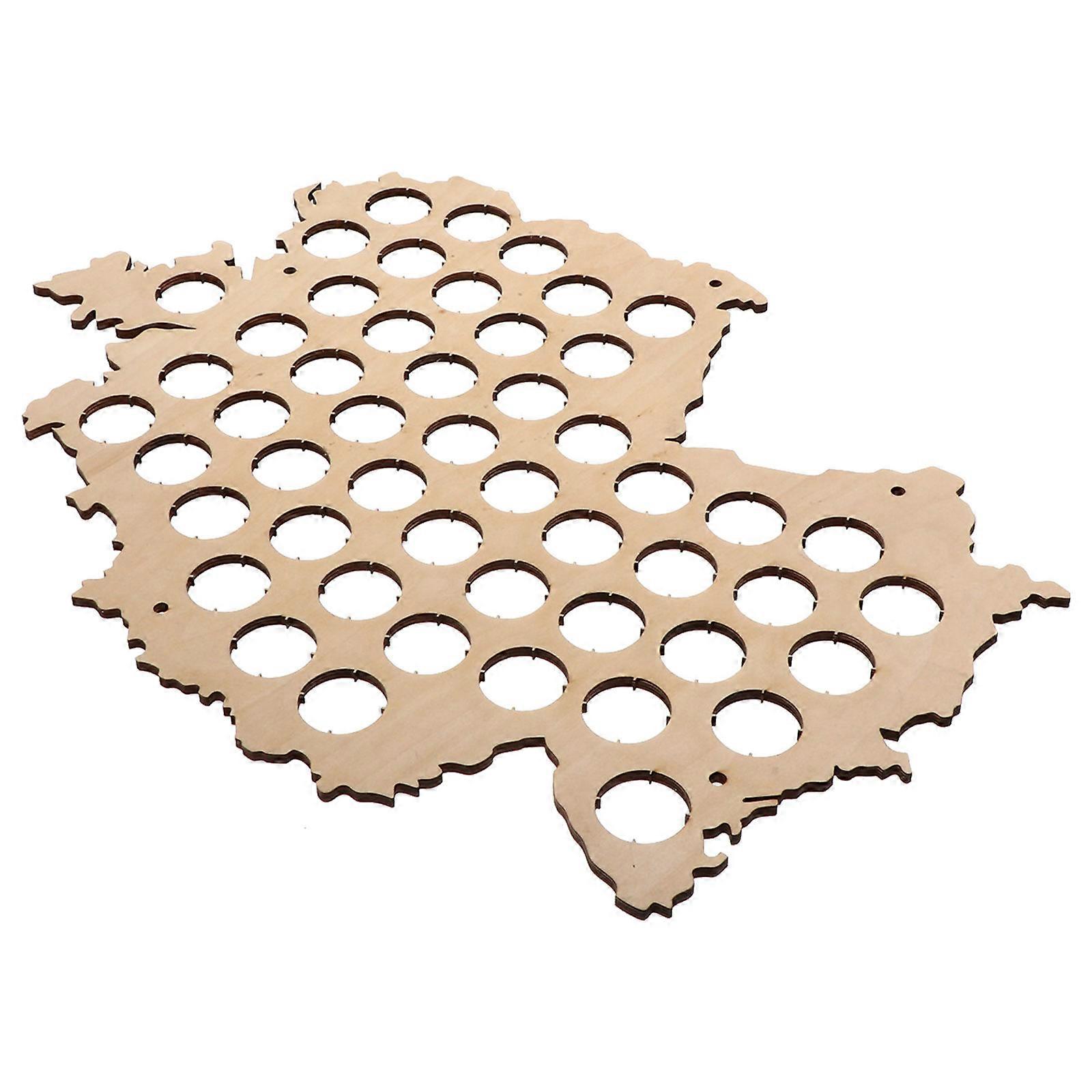 Wood Caps Map Wall Art for Beer Bottle Collection Display