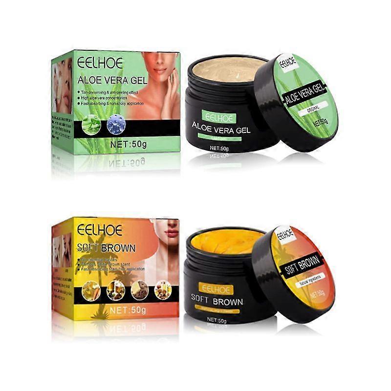 Nouveau coffret de 2 gels autobronzants bruns intenses de luxe, crème accélératrice de bronzage, gel autobronzant intensif pour le soleil, pour un teint naturellement hâlé (à l'aloe vera).