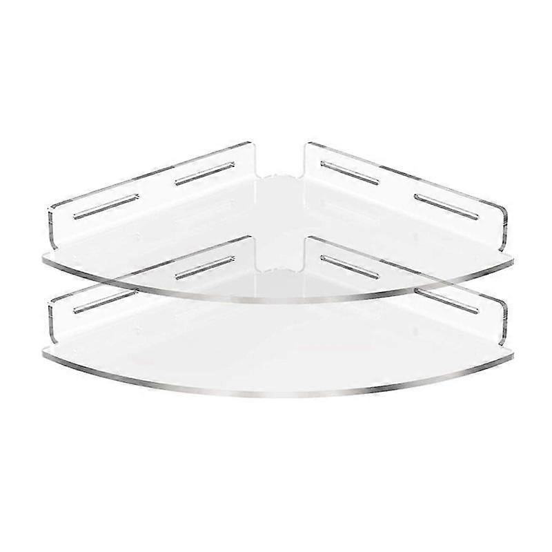 2Pcs Floating Corner Shelf Triangle Wall Mount Storage Rack Bathroom Shelves for Kitchen Bathroom Be