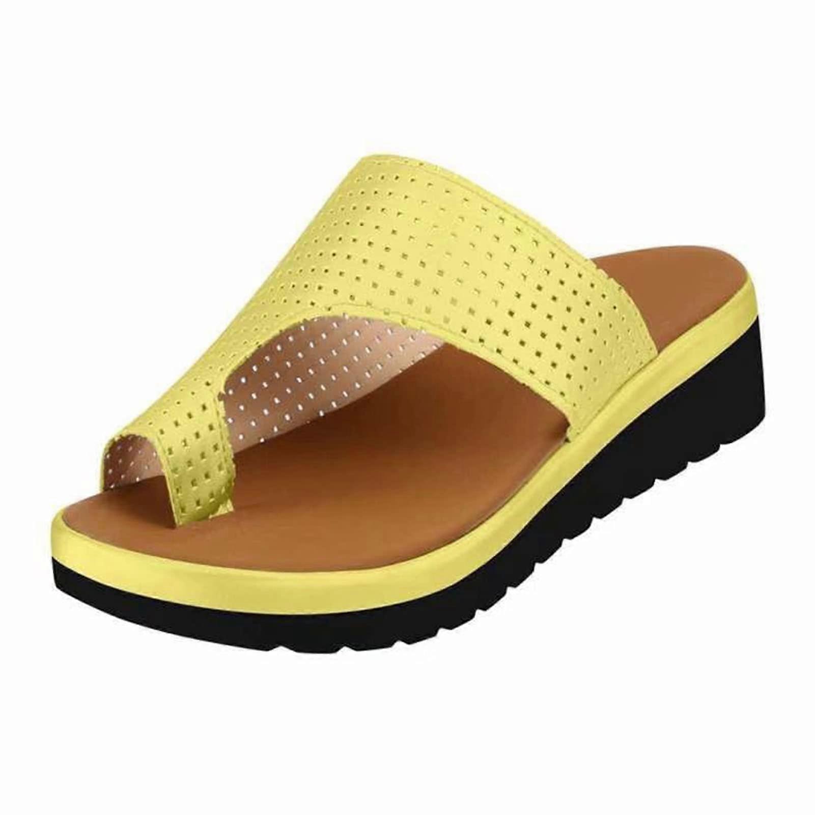 Big Toes Hallux Valgus Correction Sandals for Women, Comfortable Bunion Relief Footwear, Size 5.5 UK, Yellow Color