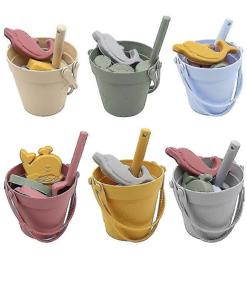 8 قطعة سيليكون بيتش ألعاب الأطفال الصيف مع دلو السيليكون ، مجرفة ، وقوالب الرمل