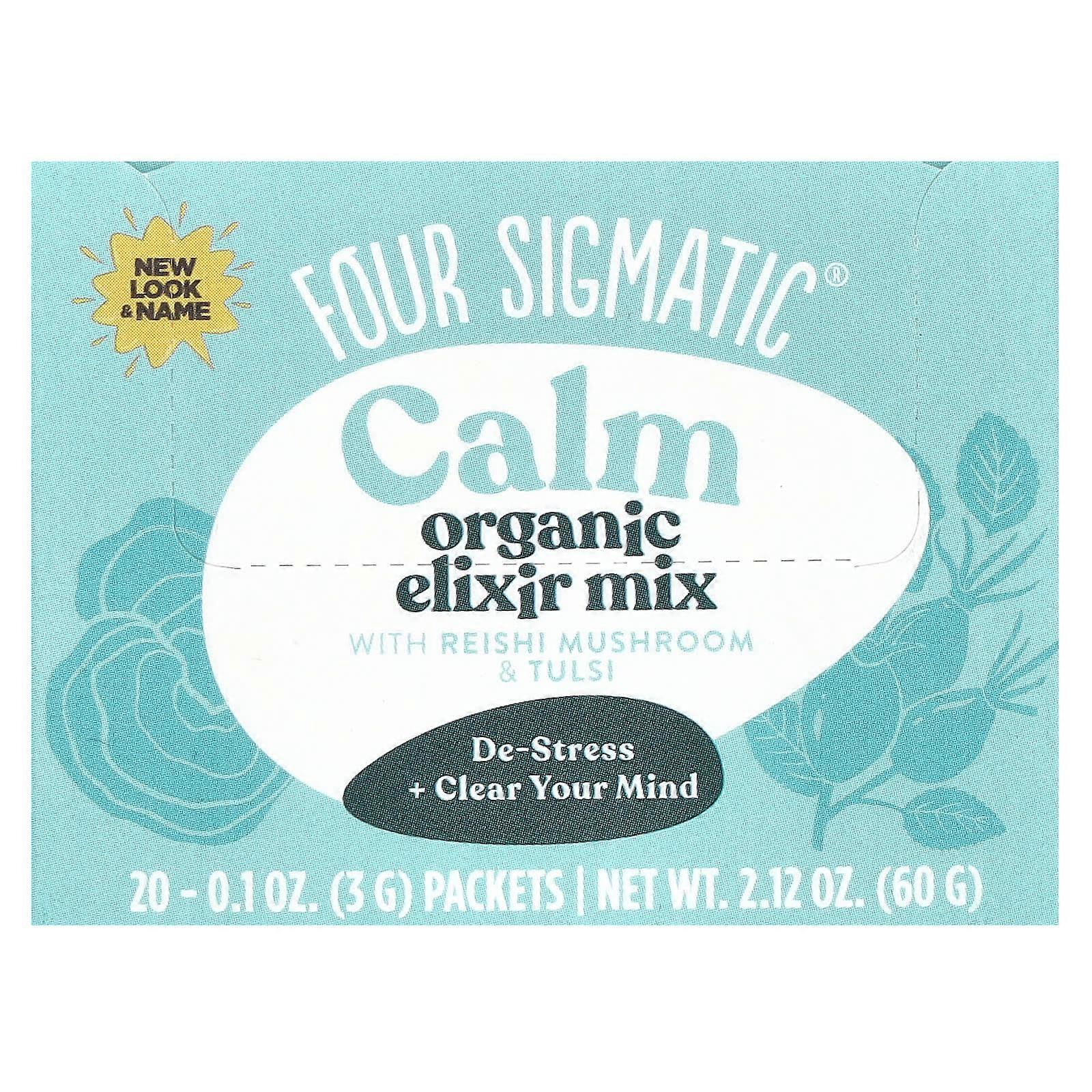 Organic Elixir Mix with Reishi Mushroom & Tulsi, Calm, Caffeine Free, 20 Packets, 0.1 oz (3 g) Each