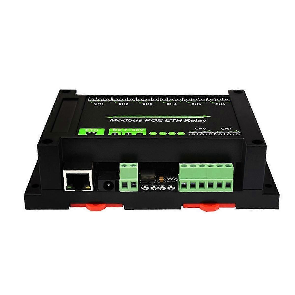8-Ch Ethernet Relay Module with PoE and Modbus Protocol for Industrial Use