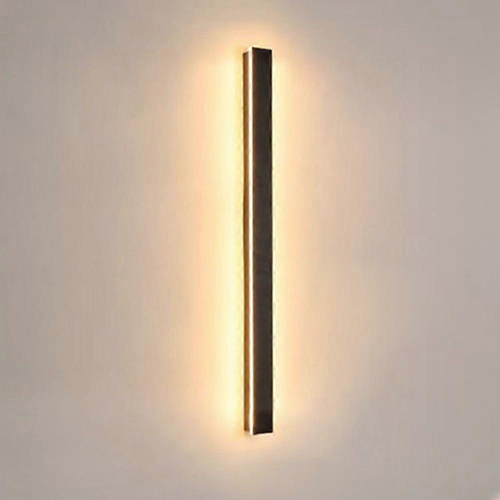 Long Wall Lamp Modern Linear LED IP65 Waterproof Outdoor Wall Mount Sconce Rectangular Black 80cm Warm Light